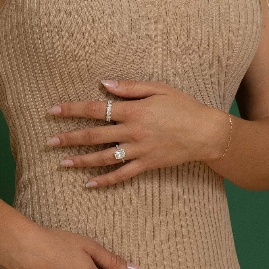 Bague De Fiançailles Art Déco En Argent 925 - Moissanite Ronde Blanche 2.20 Carats - Taille 7 - Neuf