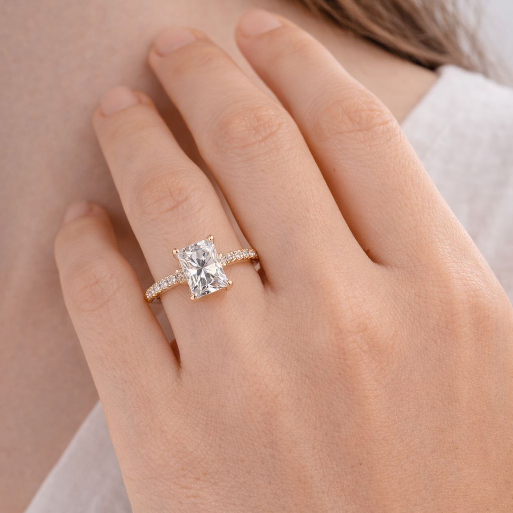 The Radiant Cut Pavé Diamond Ring
