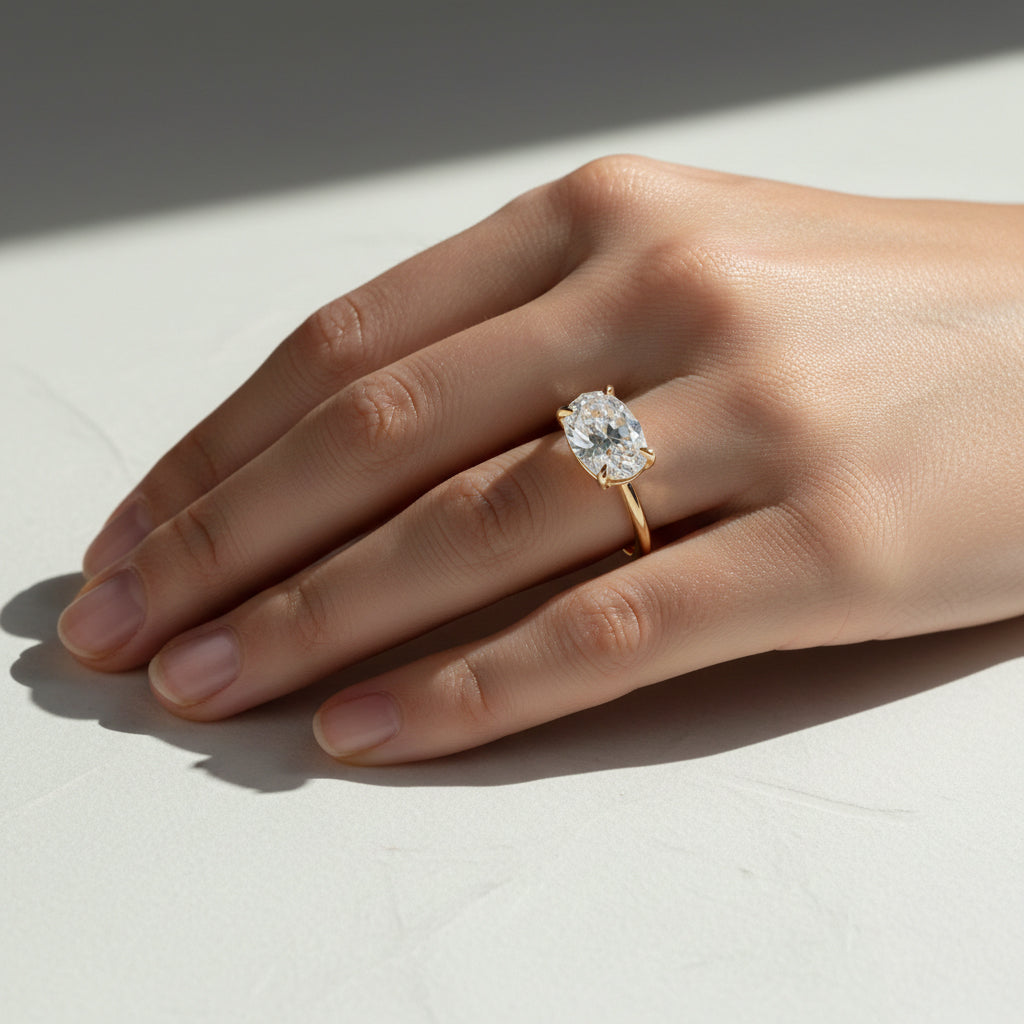 The Horizontal Oval Cut Diamond Ring by Atelier RMR Montreal