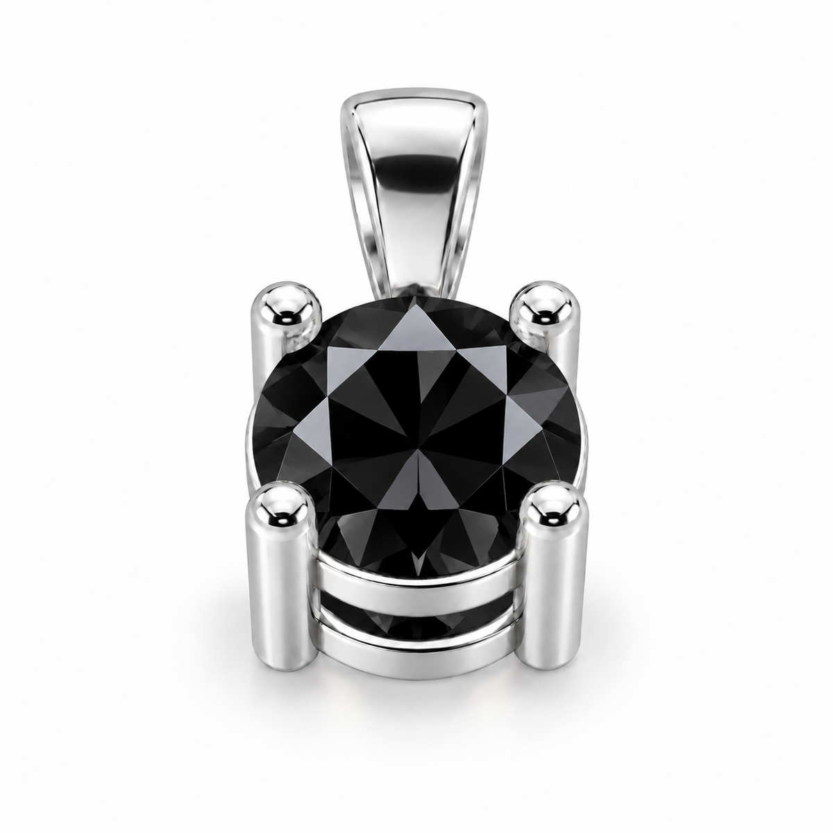 P742 natural treated black diamond pendant in white gold, without chain