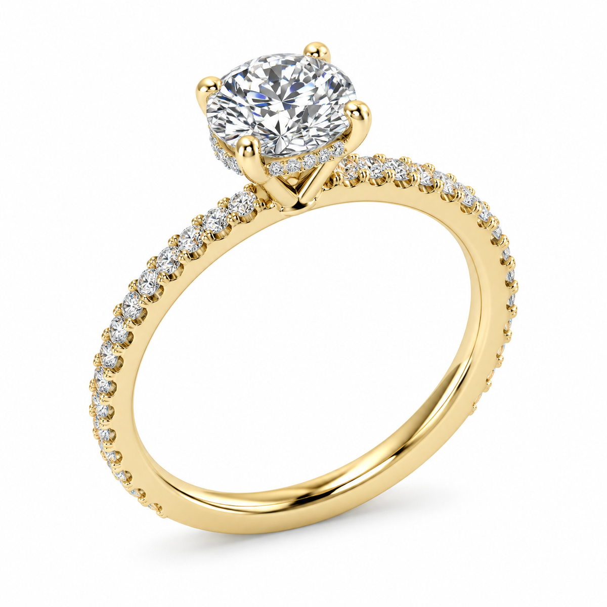 R4049-100 ring with white diamonds in yellow gold