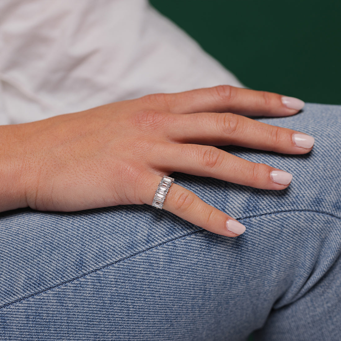 The Emerald Cut Half Eternity Diamond Ring