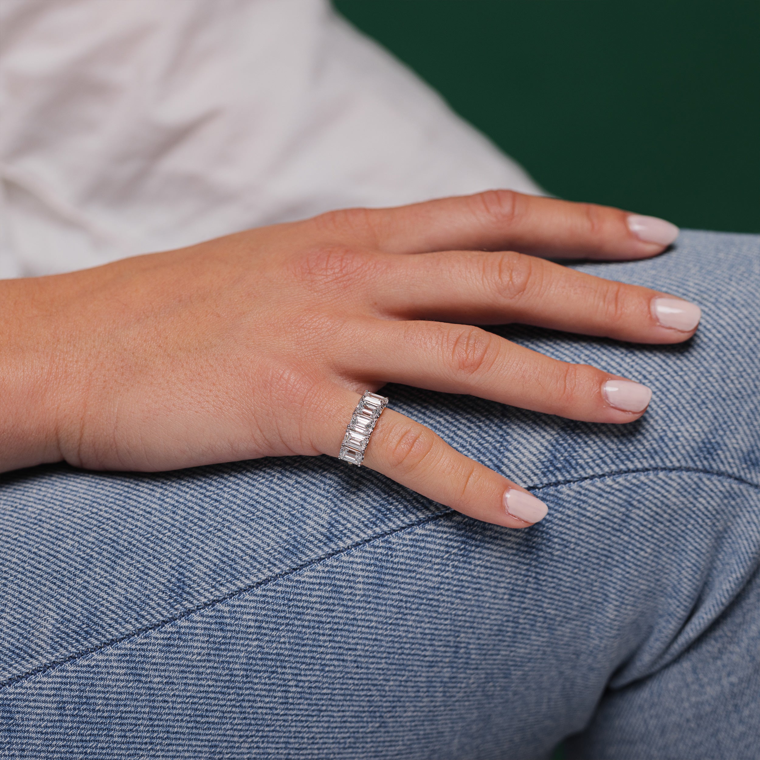 The Emerald Cut Half Eternity Diamond Ring