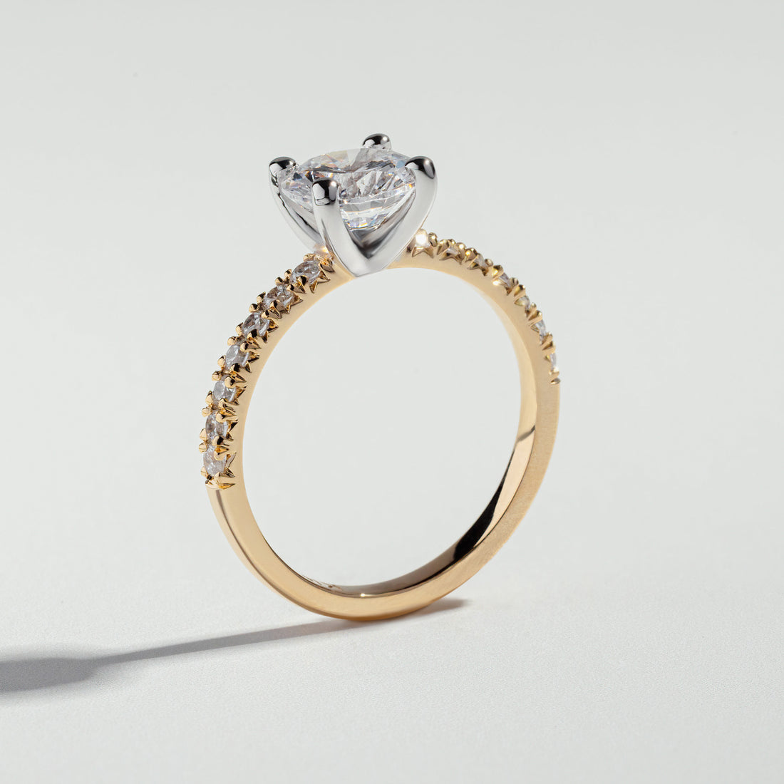 The Round Cut Diamond Pave Two-Tone Ring | Atelier RMR Montreal | Engagement Ring