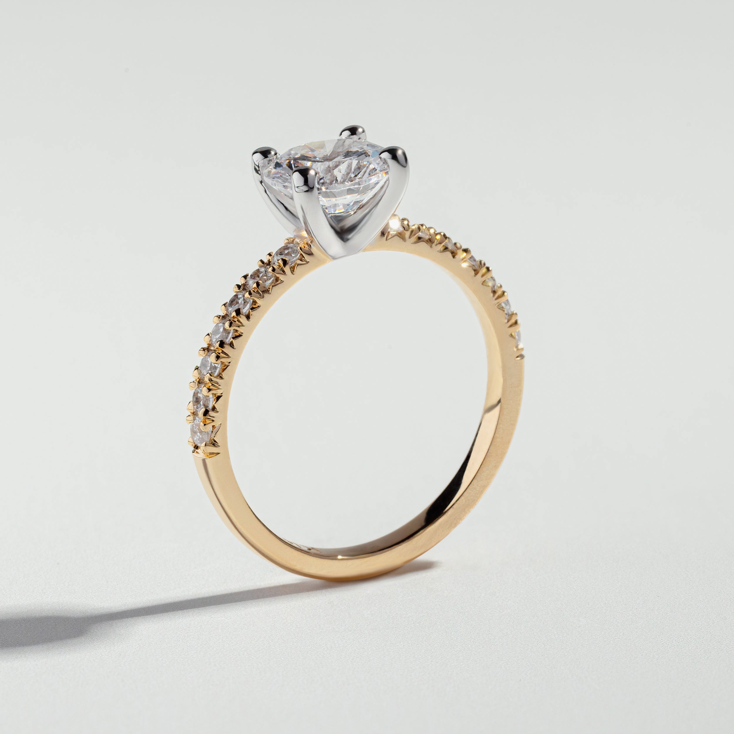 The Round Cut Diamond Pave Two-Tone Ring | Atelier RMR Montreal | Engagement Ring