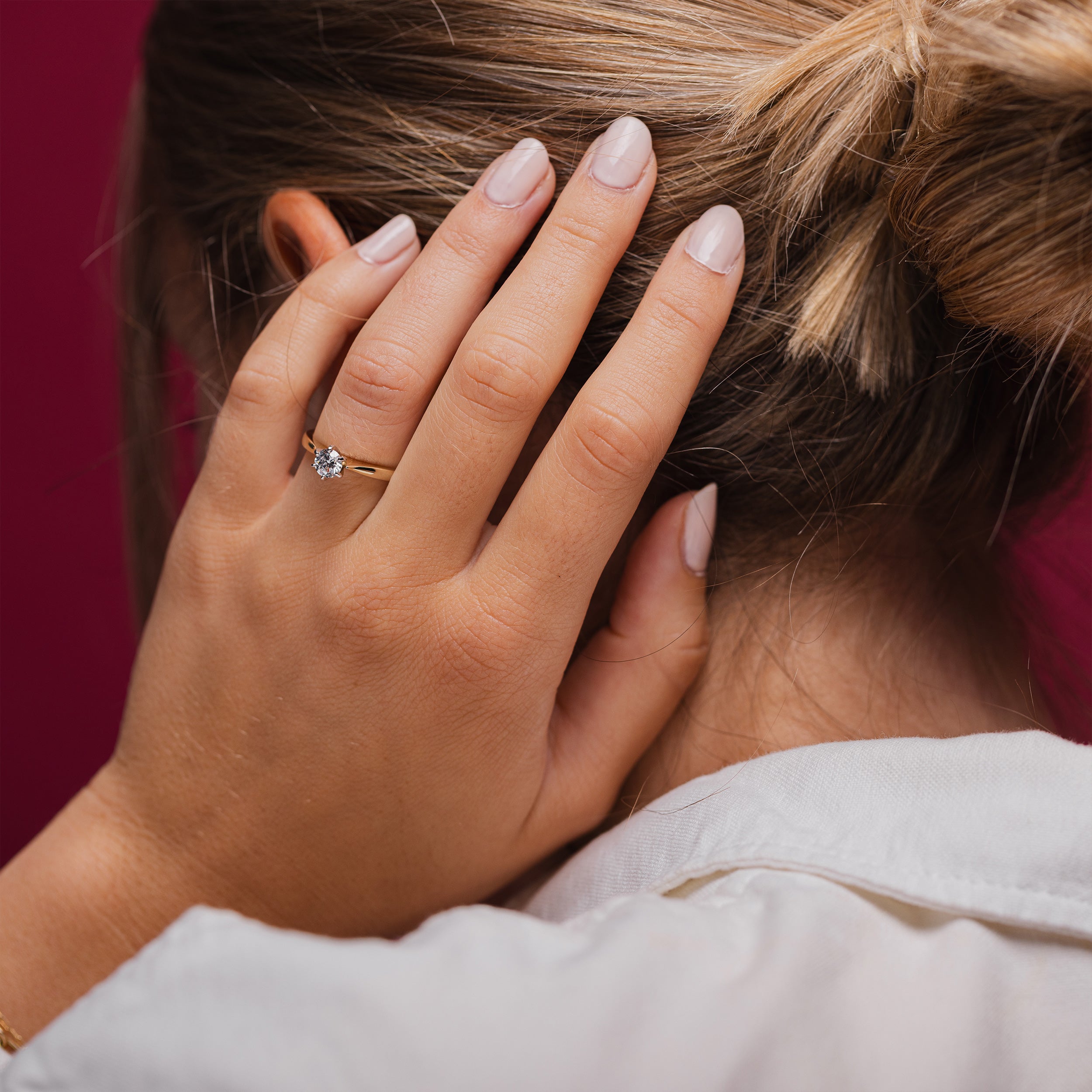 Bague de fiançailles à diamant rond