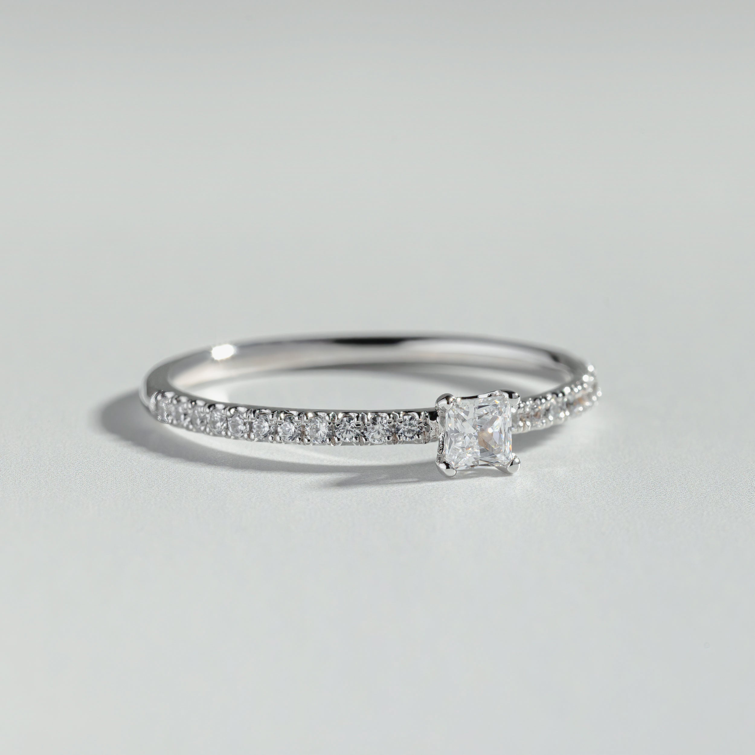 The Petite Princess Cut Pavé Diamond Ring by Atelier RMR Montreal