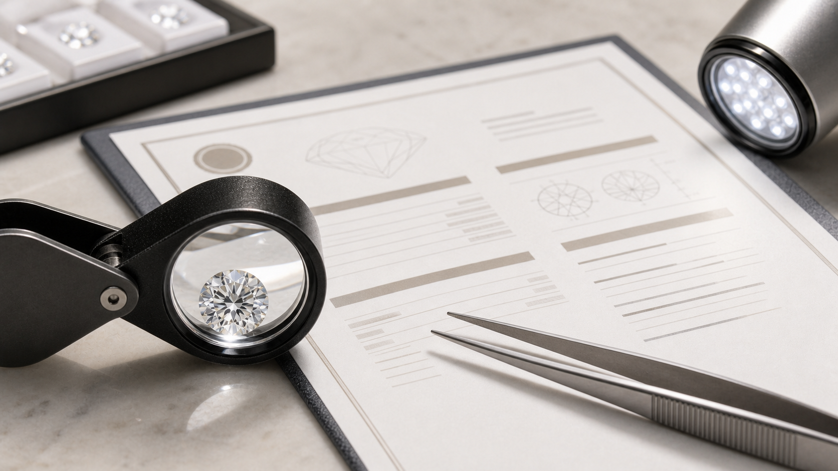 Diamond certification and grading report guide by Atelier RMR Montreal