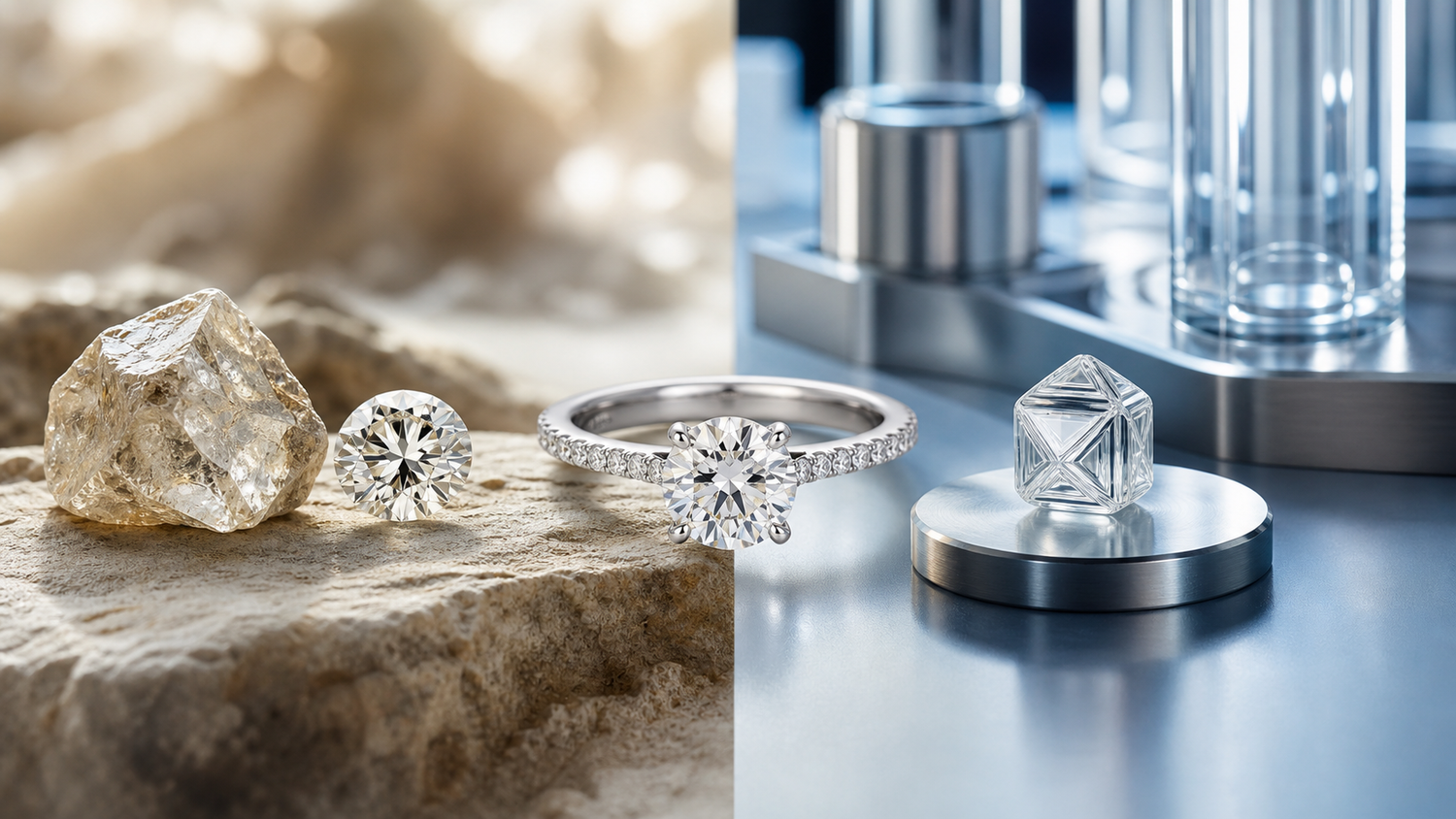 Natural and lab-grown diamond comparison by Atelier RMR Montreal