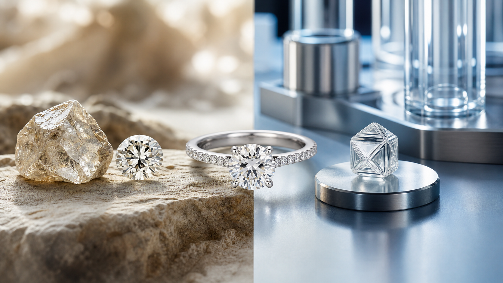 Natural and lab-grown diamond comparison by Atelier RMR Montreal