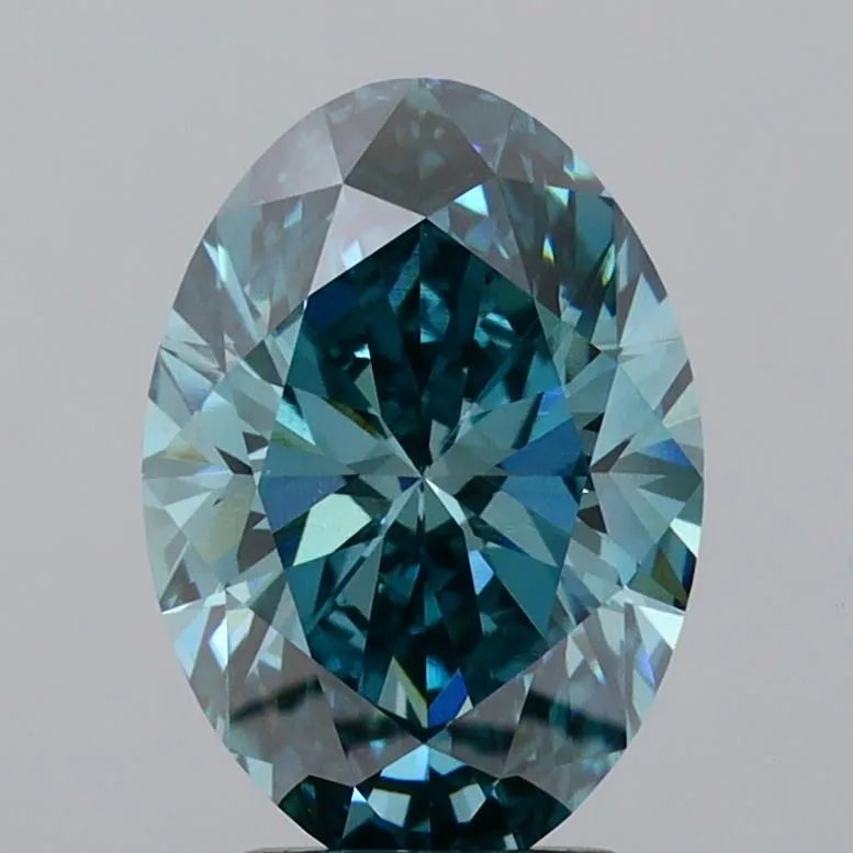2.80ct Oval Lab Grown Diamond (Colour Fancy Vivid Greenish Blue, Clarity VVS2, IGI Certified)