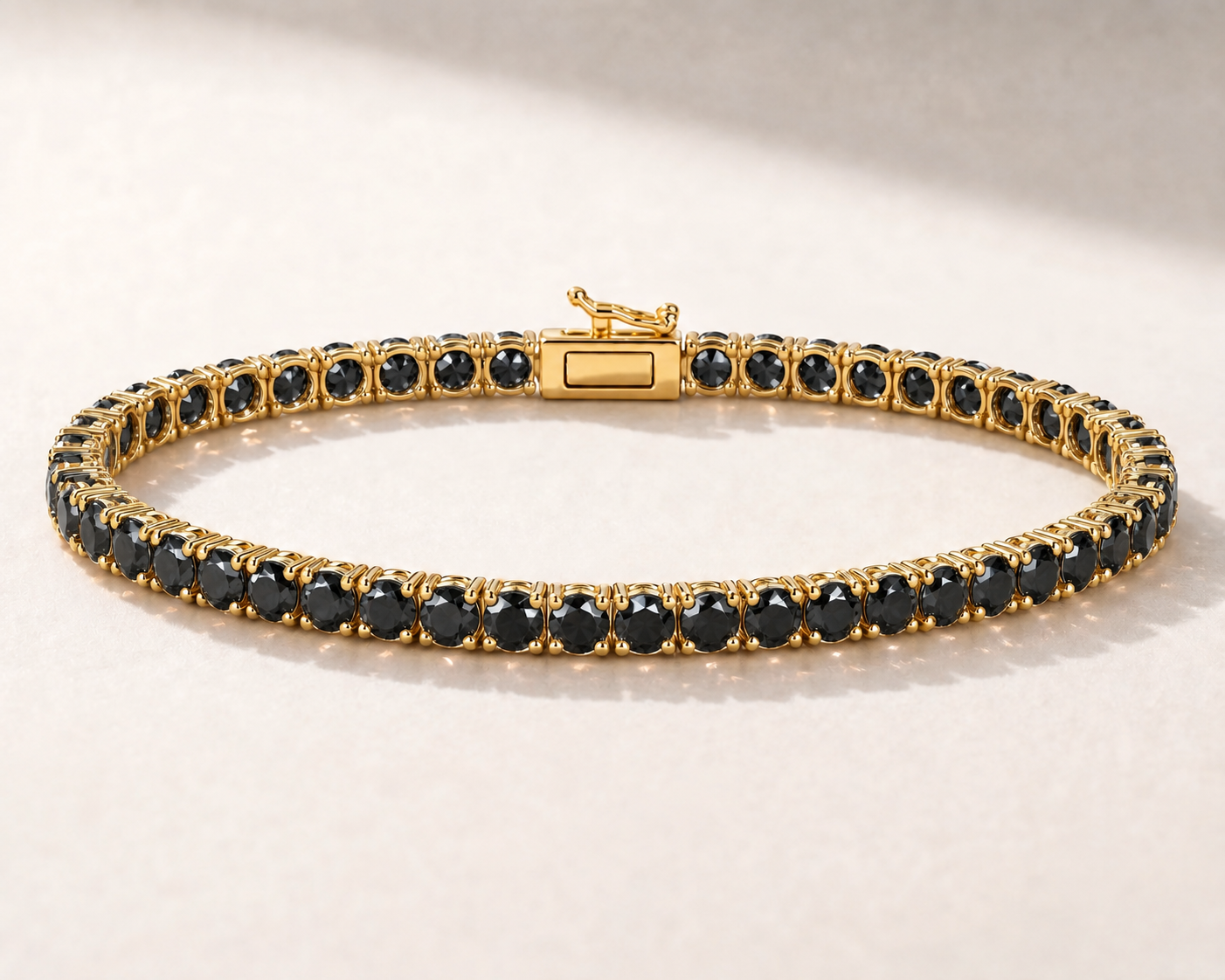 14K gold black diamond tennis bracelet