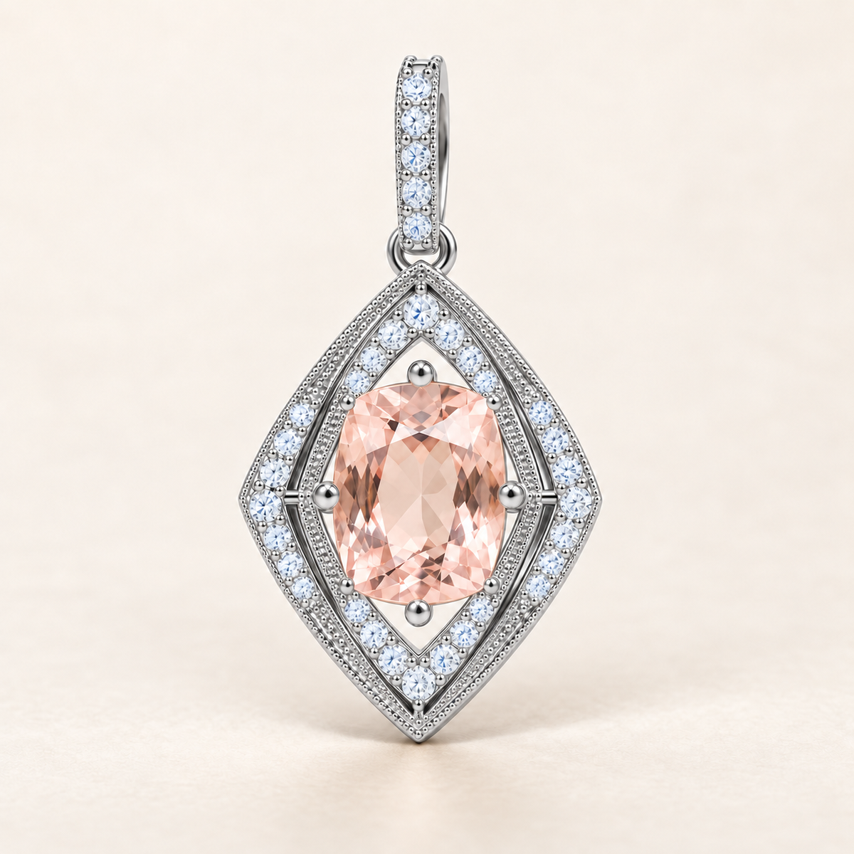 P750RBMO — Morganite et diamants naturels — Or blanc