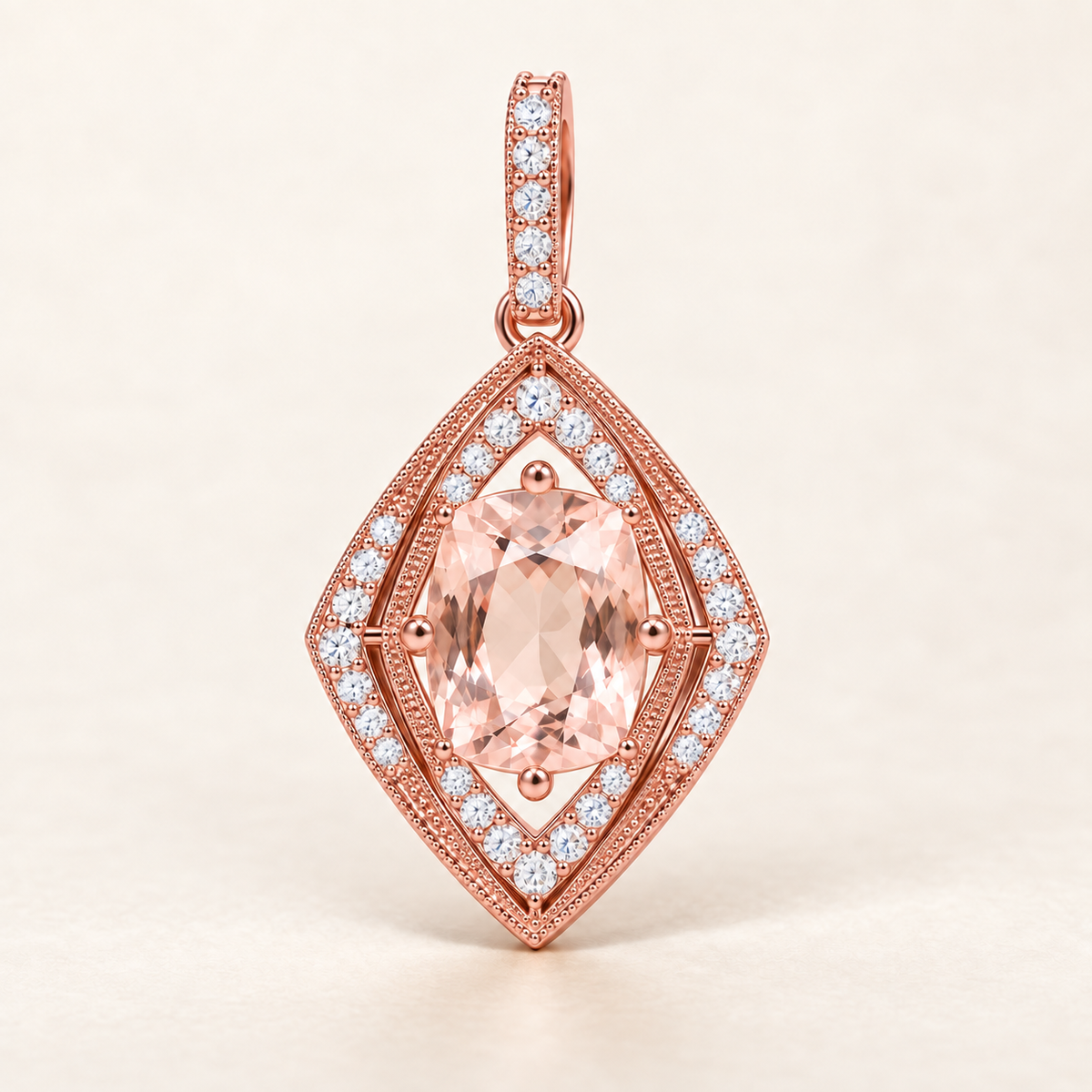P750RBMO — Morganite et diamants naturels — Or rose