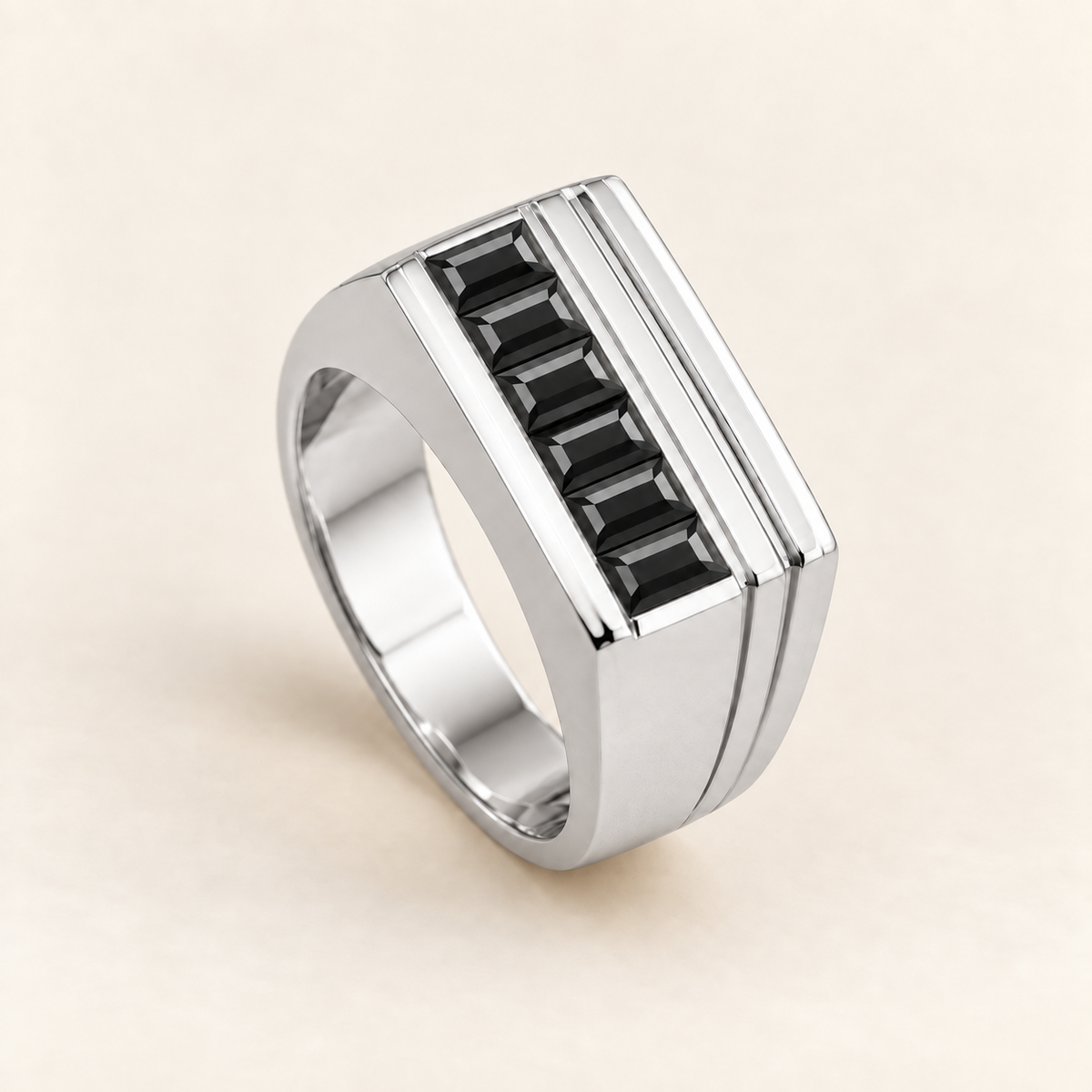 R 1183 — diamants noirs traités, entièrement en or blanc