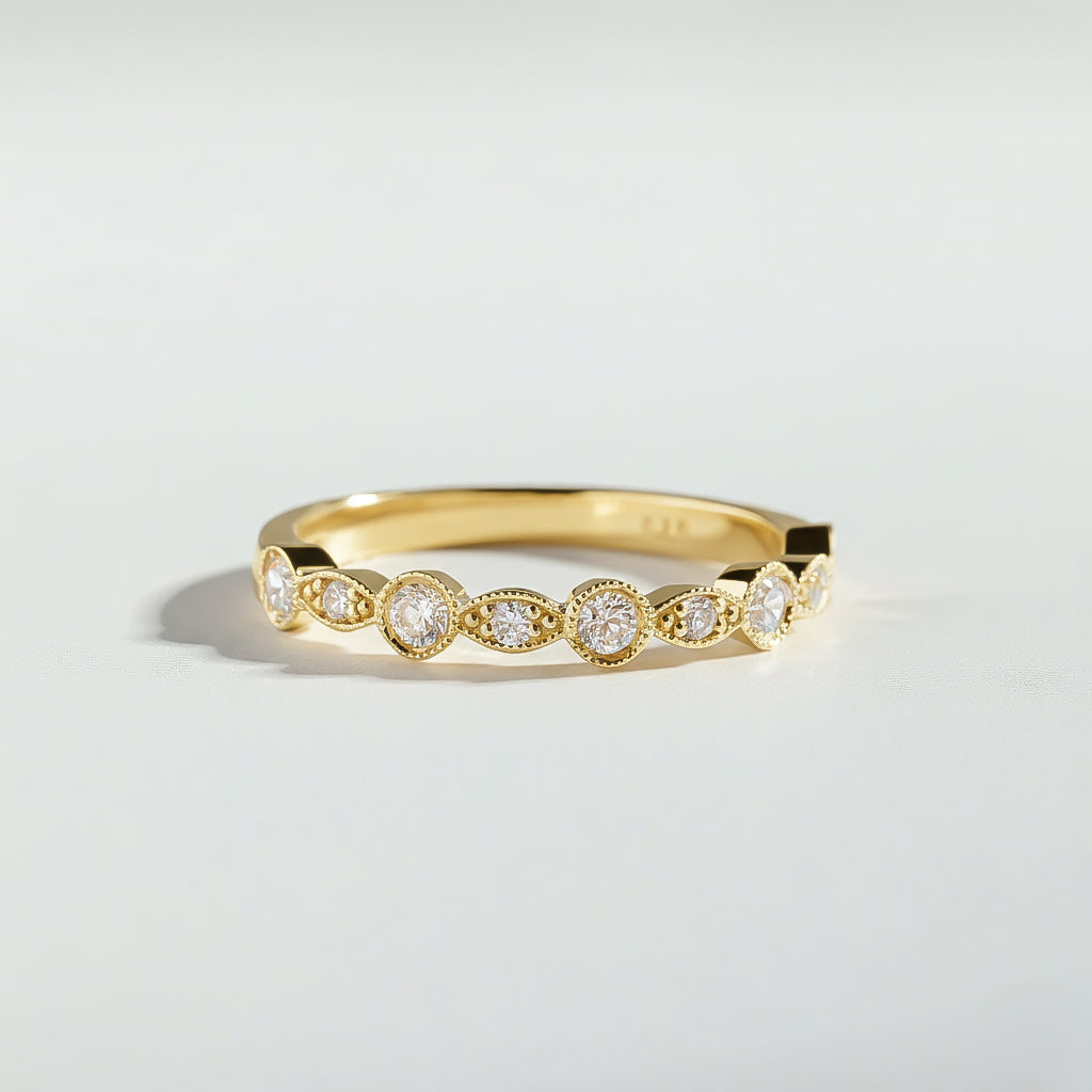 The Vintage Round Cut Half Eternity Diamond Ring