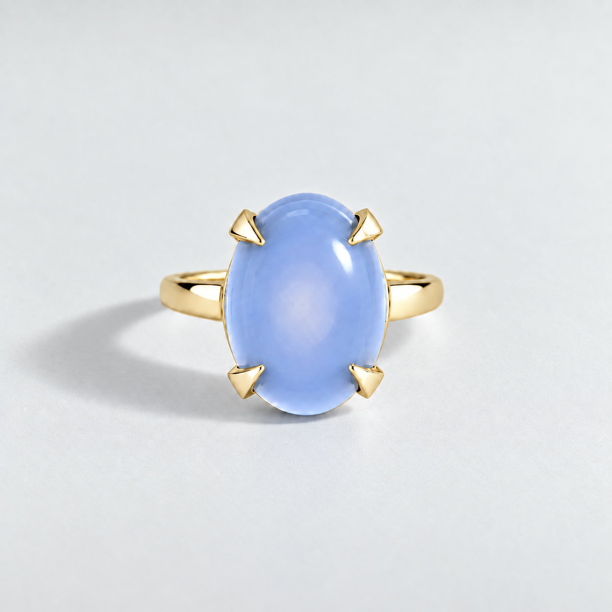 R4025 calcédoine bleue — jaune — anneau simple
