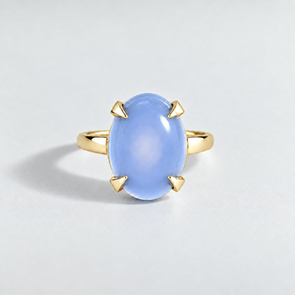 R4025 calcédoine bleue — jaune — anneau simple
