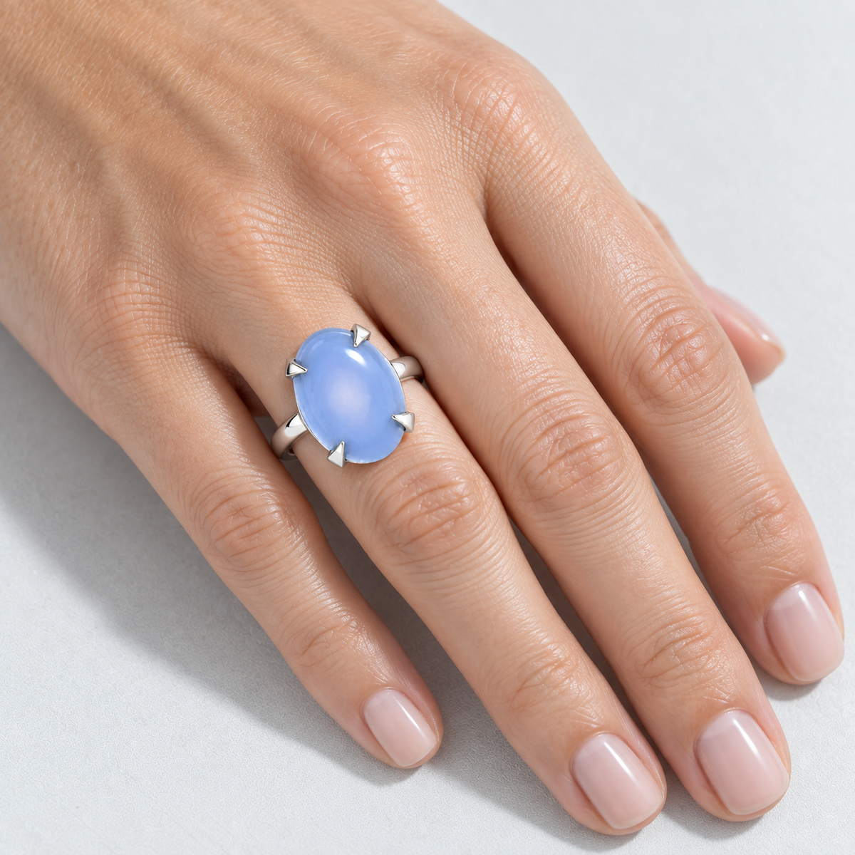 R4025 calcédoine bleue — portee — anneau simple
