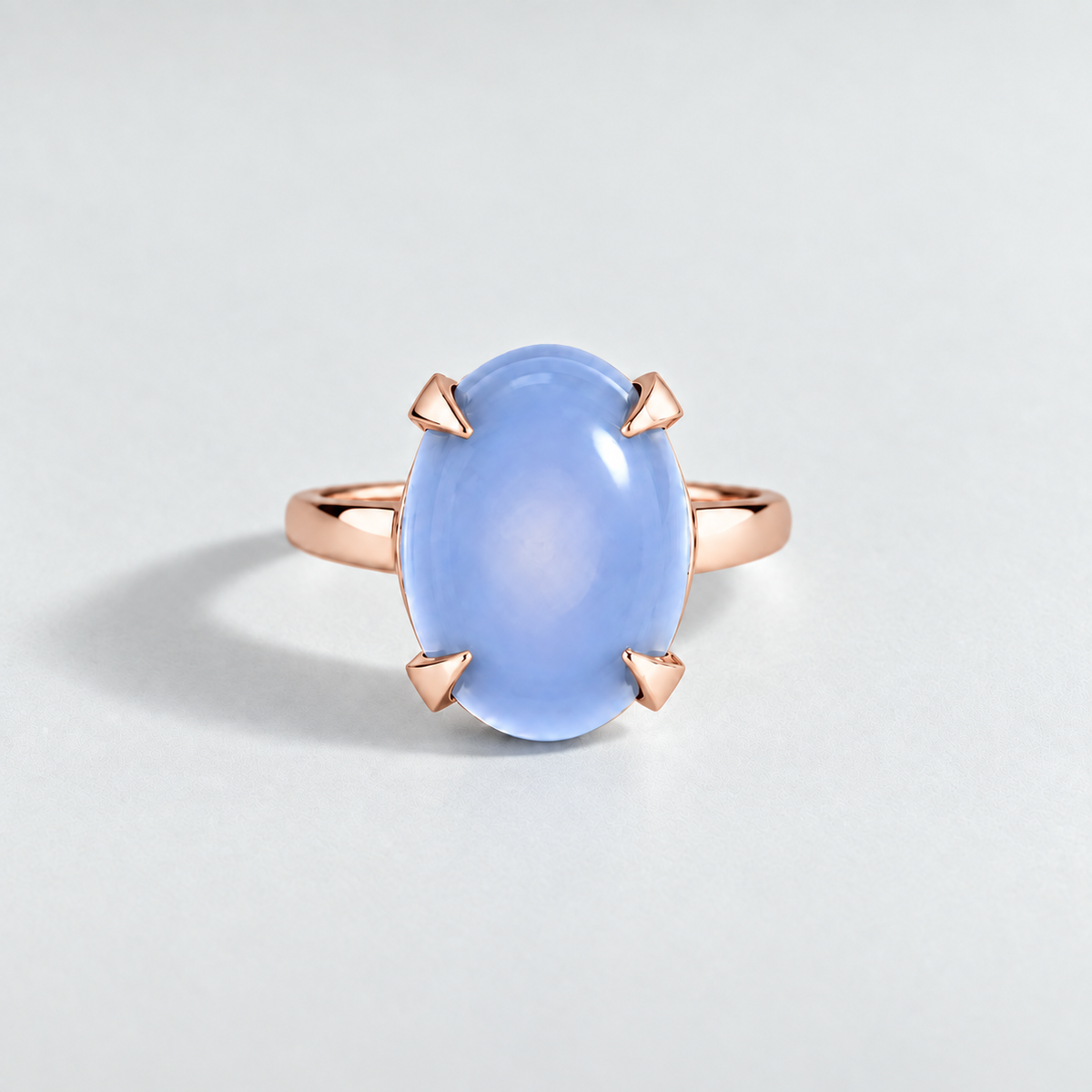 R4025 calcédoine bleue — rose — anneau simple