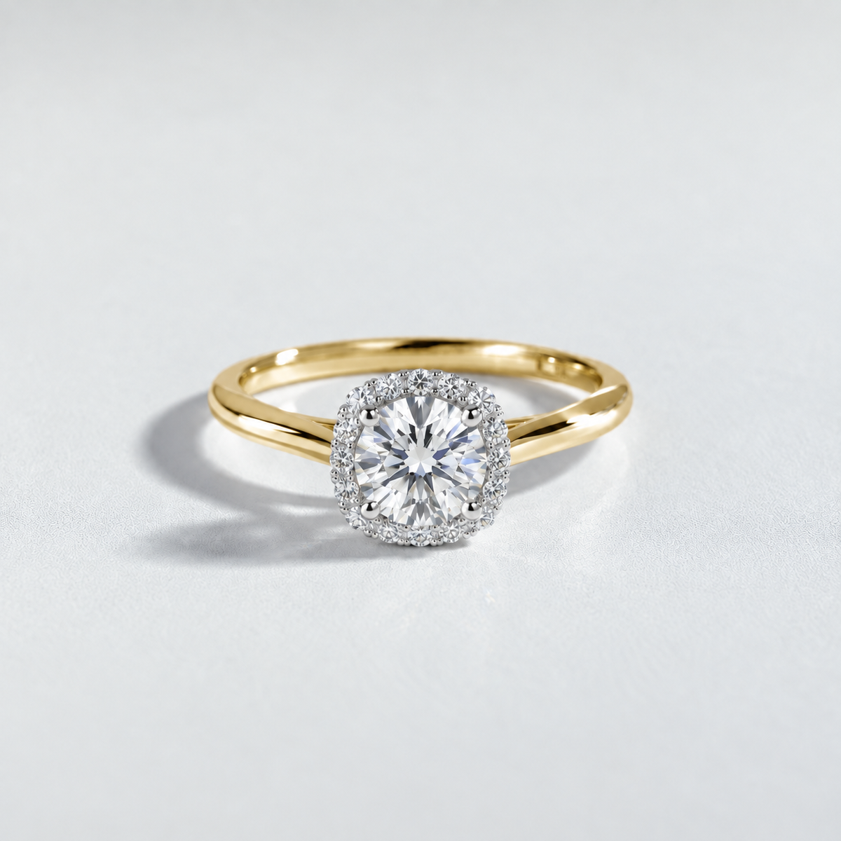 Bague halo diamant rond 1 ct — or-jaune — R4105-100