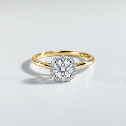 Bague halo diamant rond 1 ct — or-jaune — R4105-100