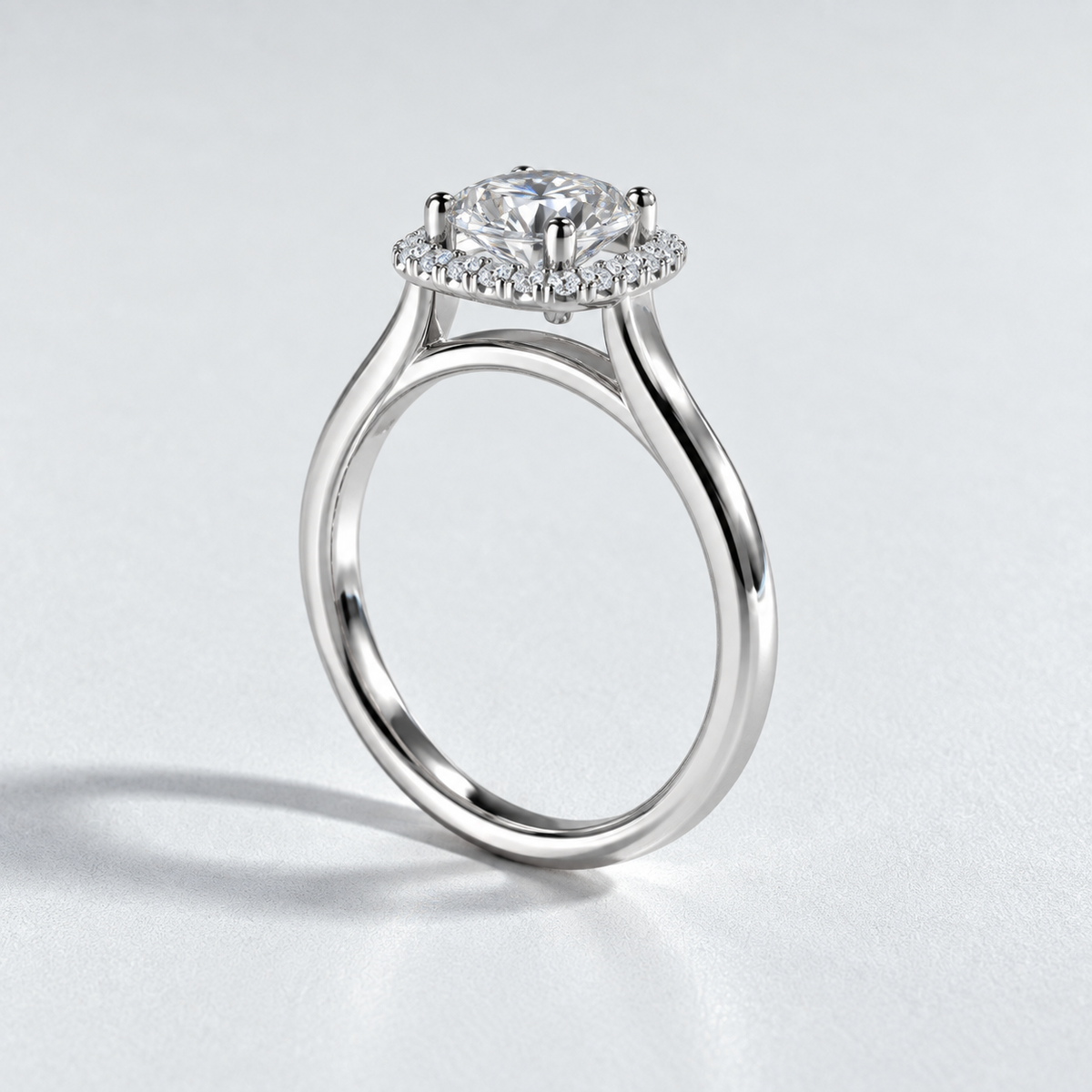 Bague halo diamant rond 1 ct — profil — R4105-100