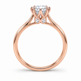 R4210 round solitaire, white diamonds, rose gold, four small accents beneath the centre