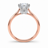 R4210 round solitaire, white diamonds, rose and white gold, four small accents beneath the centre