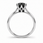 R4210 round solitaire, treated natural black diamonds, white gold, four small accents beneath the centre