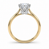 R4210 round solitaire, white diamonds, yellow and white gold, four small accents beneath the centre