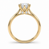 R4210 round solitaire, white diamonds, yellow gold, four small accents beneath the centre
