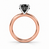 R4240 vue de profil, diamants noirs, or rose et blanc
