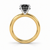 R4240 vue de profil, diamants noirs, or jaune et blanc