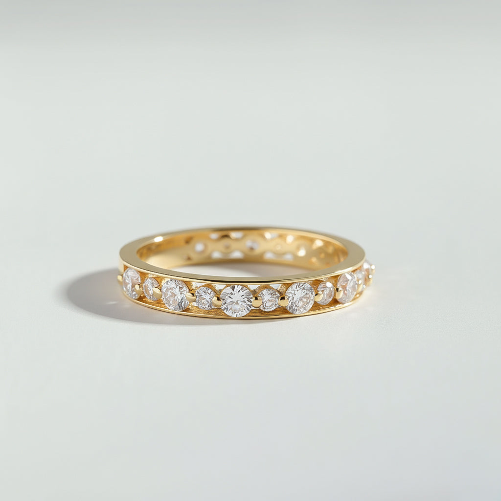 The Shared-Prongs Alternate Diamond Pav√© Ring by Atelier RMR Montreal