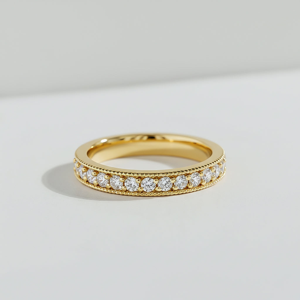 The Round Cut Semi-Eternity Band Diamond Ring by Atelier RMR Montreal