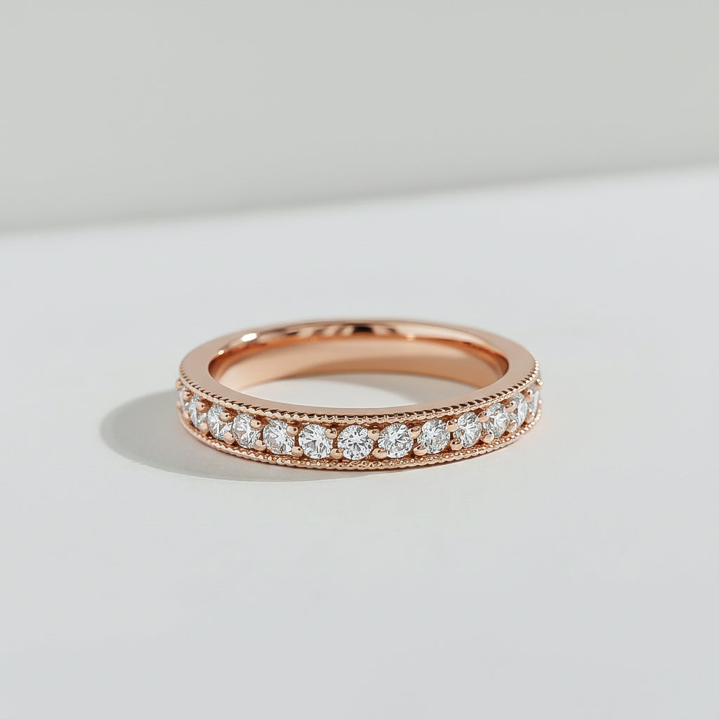 The Round Cut Semi-Eternity Band Diamond Ring by Atelier RMR Montreal