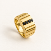 R 638 — diamants noirs traités, monture et sertissage en or jaune