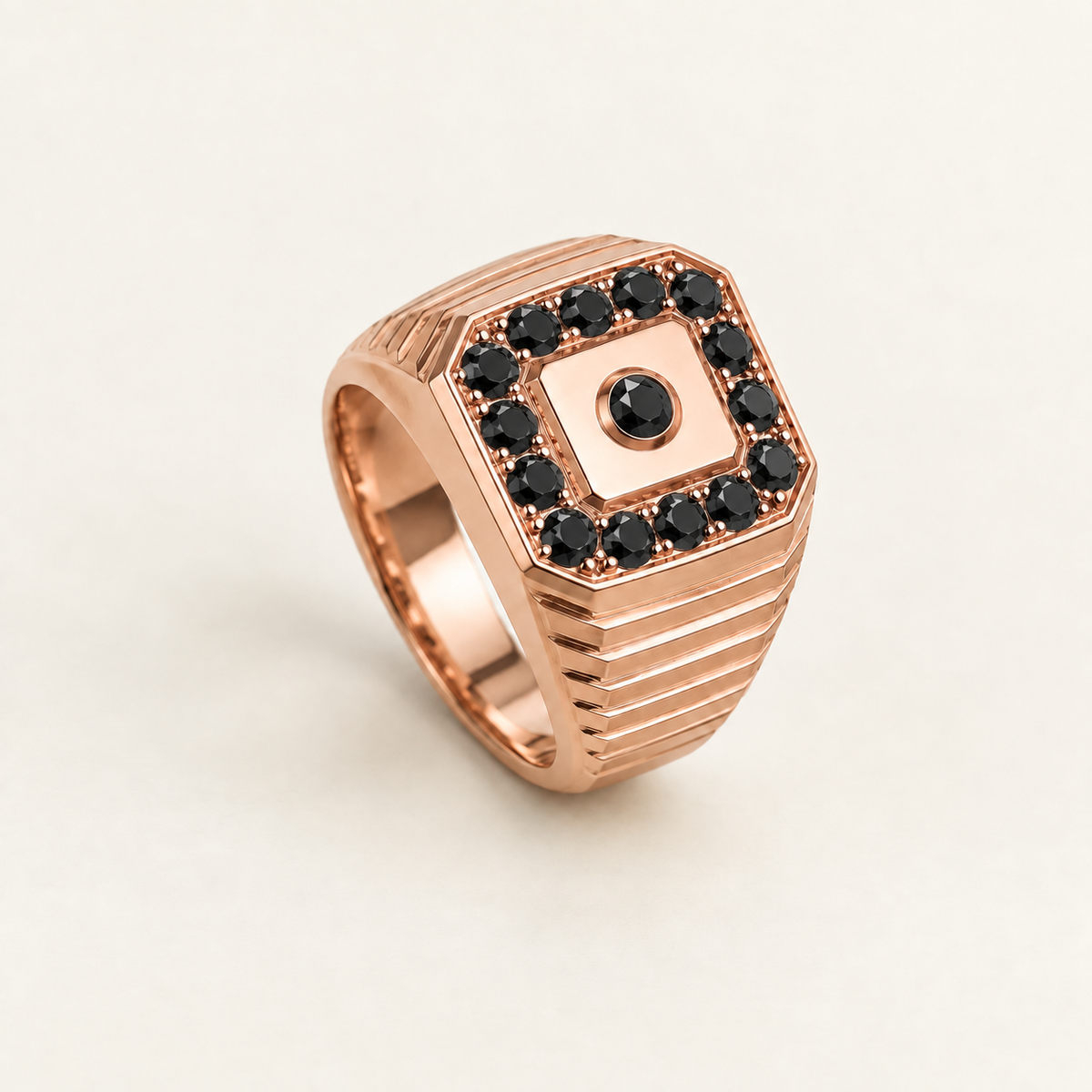 R 75 — diamants noirs traités, entièrement en or rose