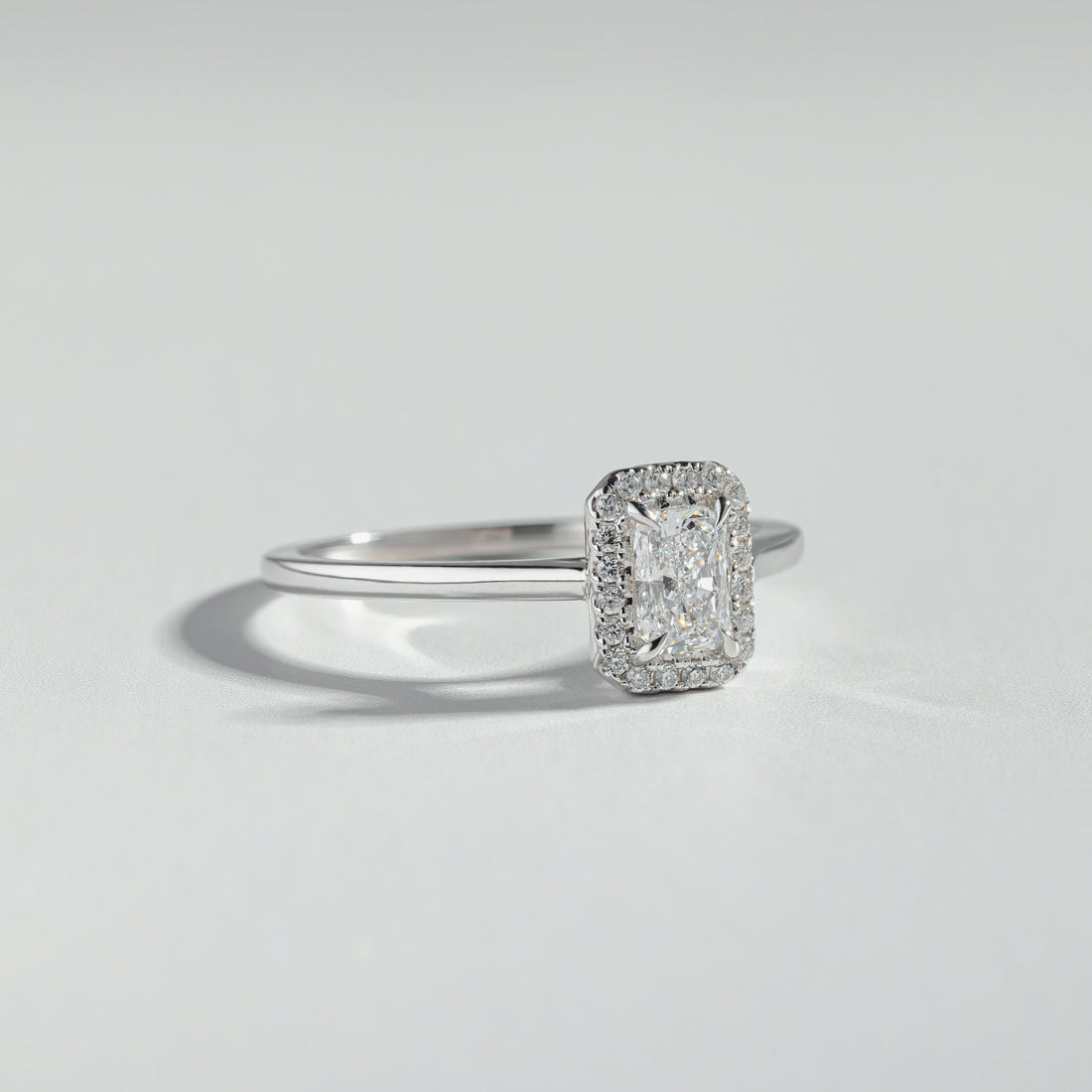 The Radiant Cut Diamond Halo Ring