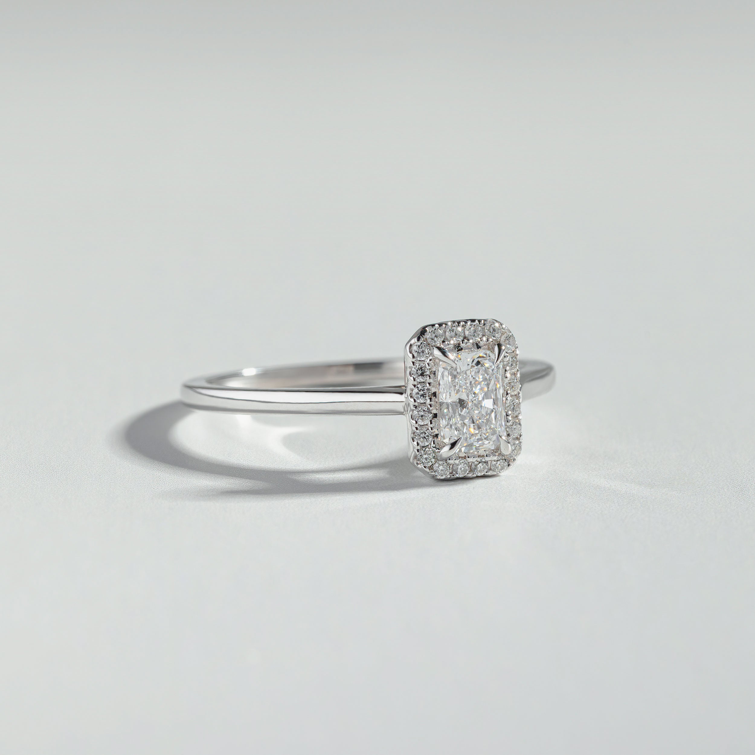 The Radiant Cut Diamond Halo Ring