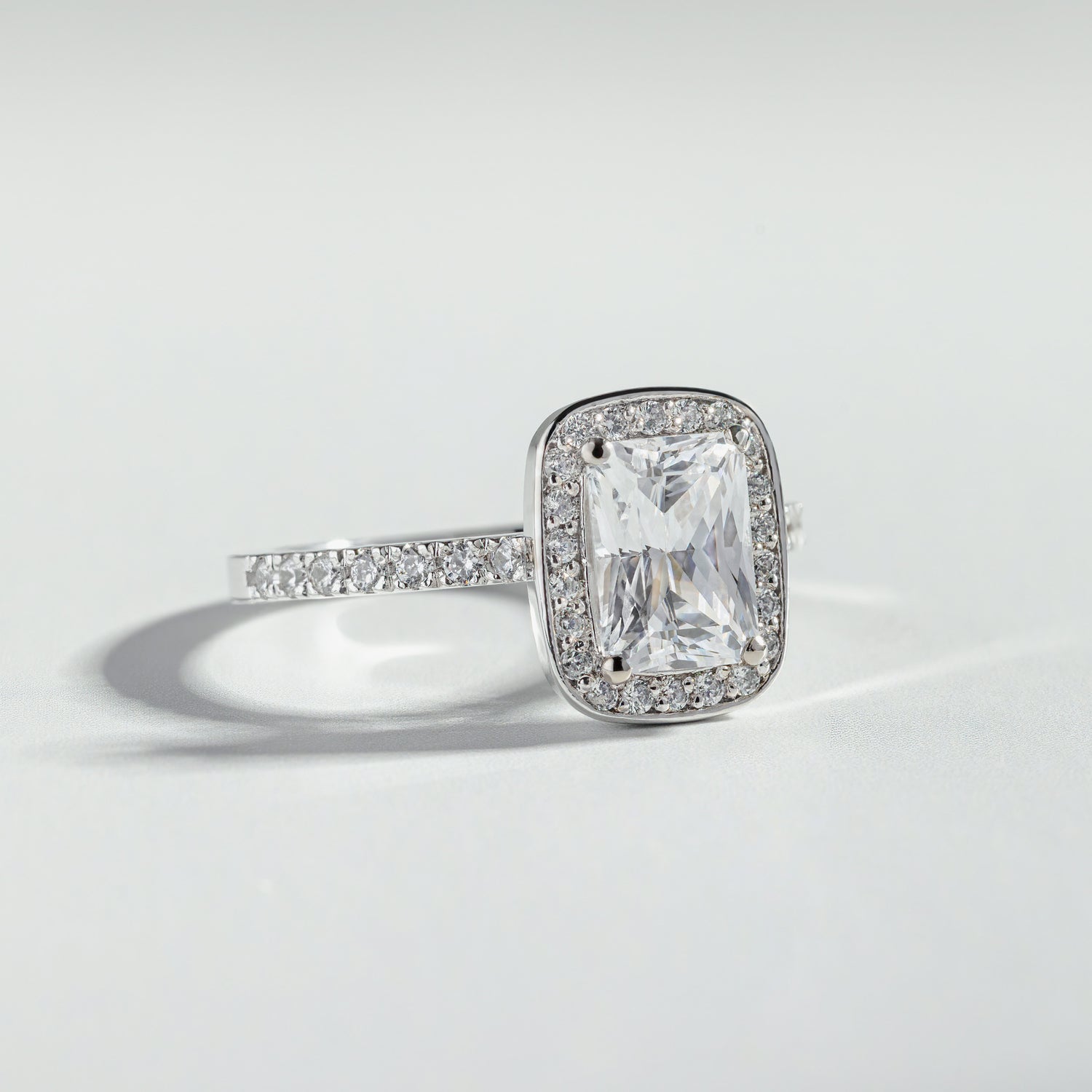 The Radiant Cut Halo Diamond Pavé Ring