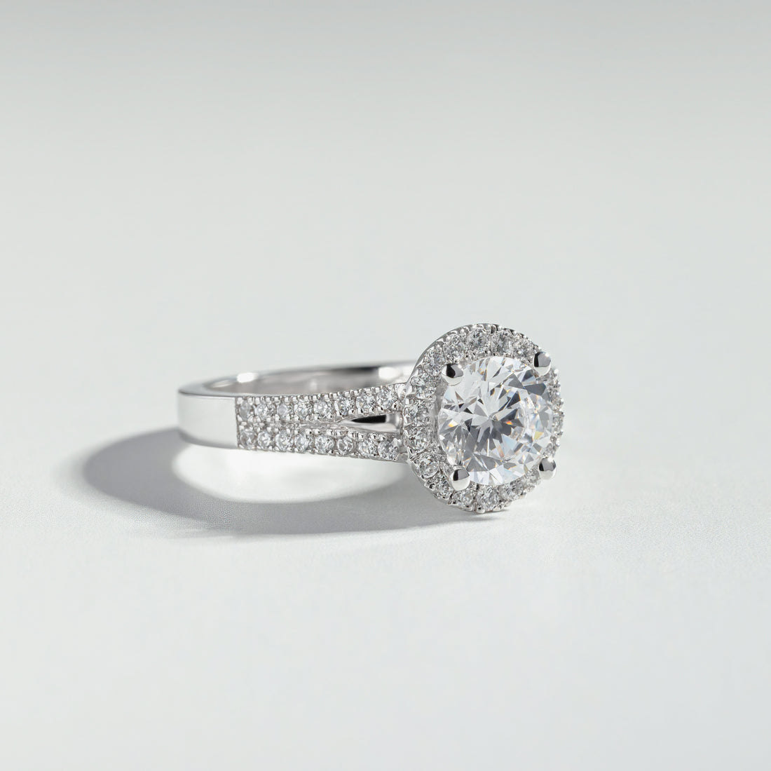 The Round Cut Halo Basket and Pavé Ring