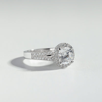 The Round Cut Halo Basket and Pav√© Ring by Atelier RMR Montreal