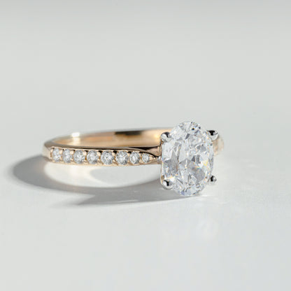 The Oval Tappered Pavé Diamond Ring