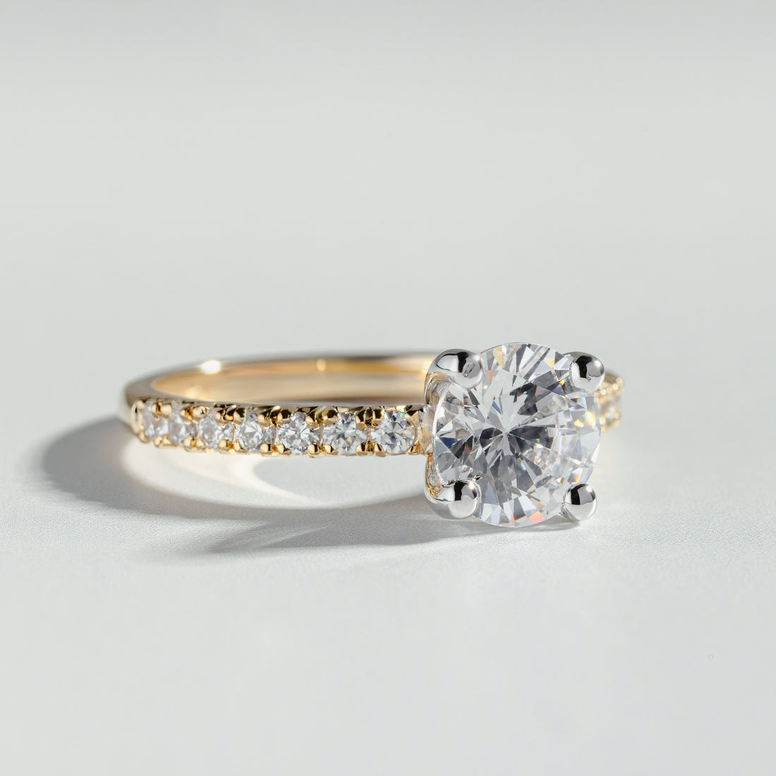 The Round Cut Diamond Pave Two-Tone Ring | Atelier RMR Montreal | Engagement Ring