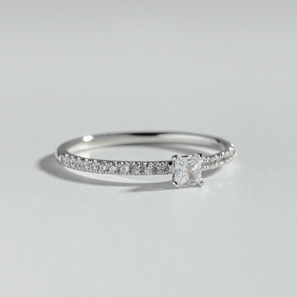 The Petite Princess Cut Pavé Diamond Ring