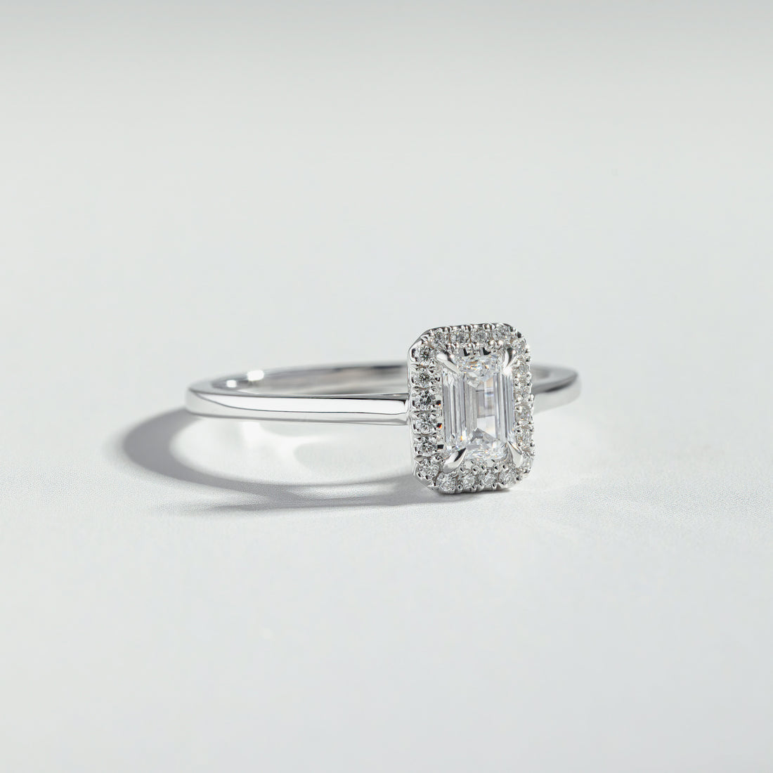 The Emerald Cut Halo Diamond Ring | Atelier RMR Montreal | Engagement Ring