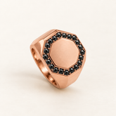 R 630 rose gold ring with black treated diamonds