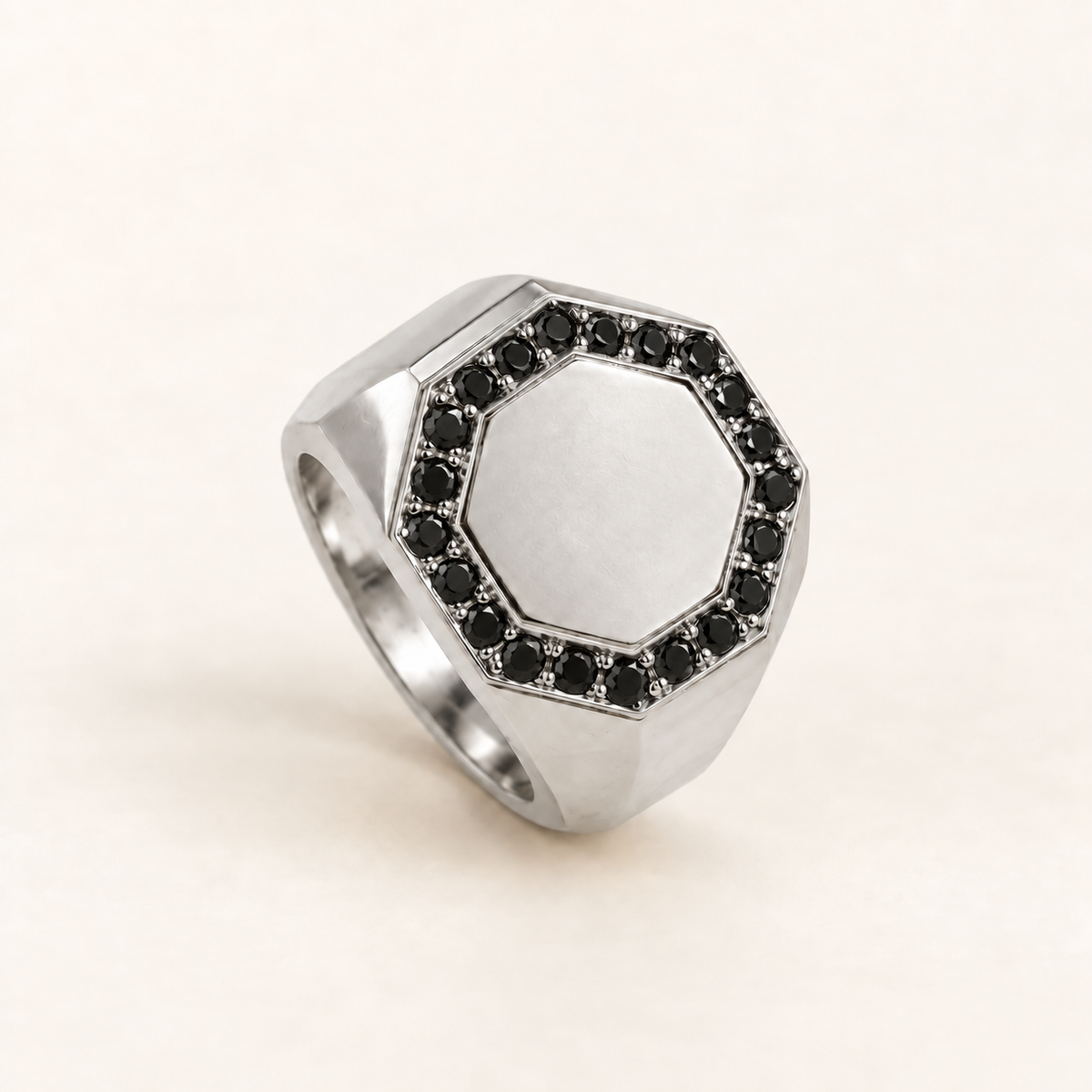 R 630 white gold ring with black treated diamonds